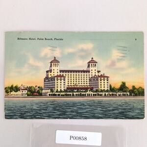 Biltmore Hotel Palm Beach Florida 1930s Linen Postcard FL PC